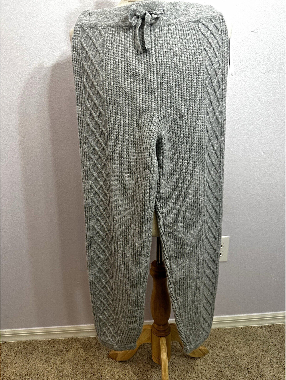 Jessica Simpson JS Baela Sweater Pants, XS, Gray Knit Solid Drawstring